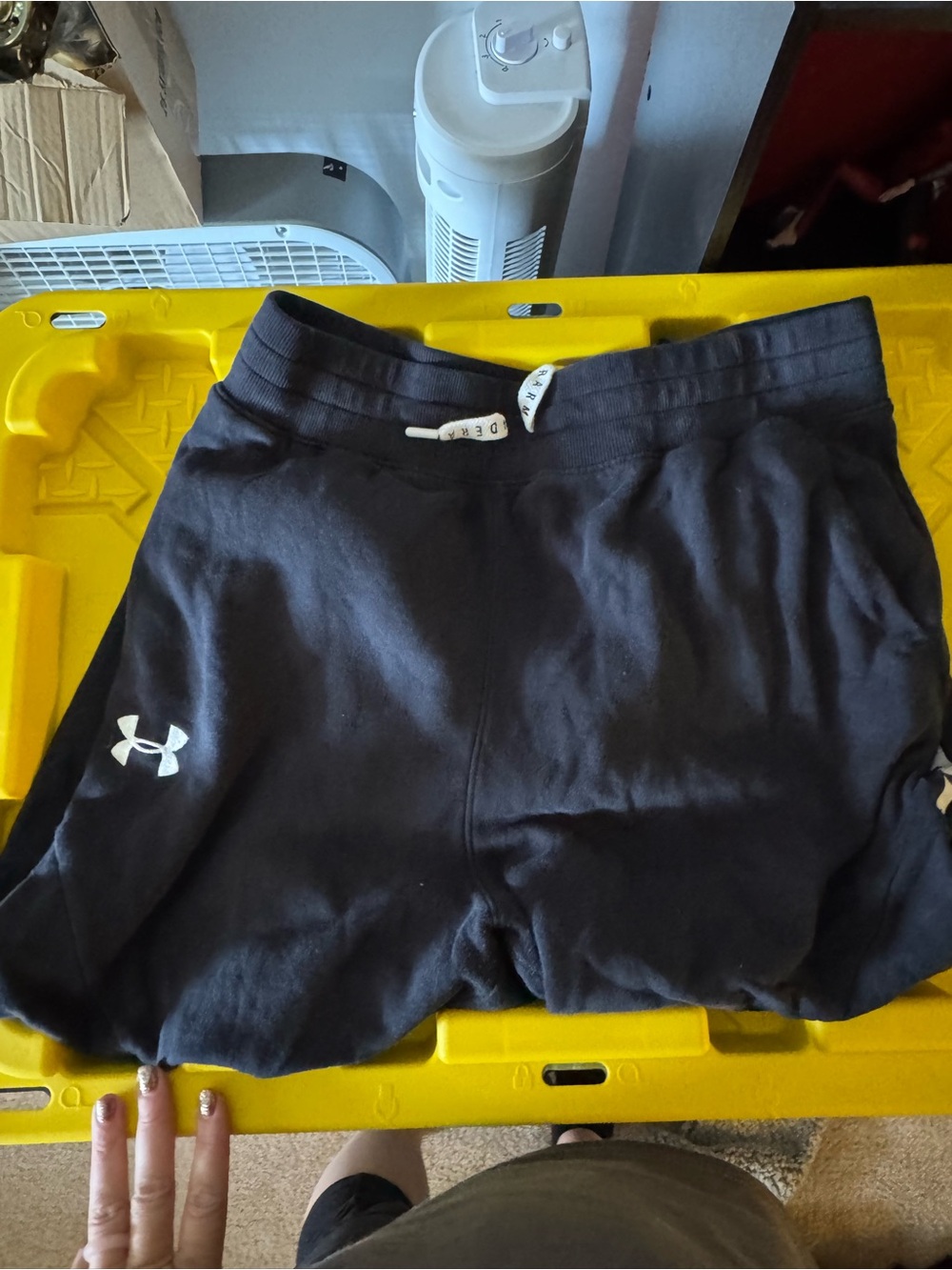 Under Armour Black Women's Athletic Shorts with White Logo
